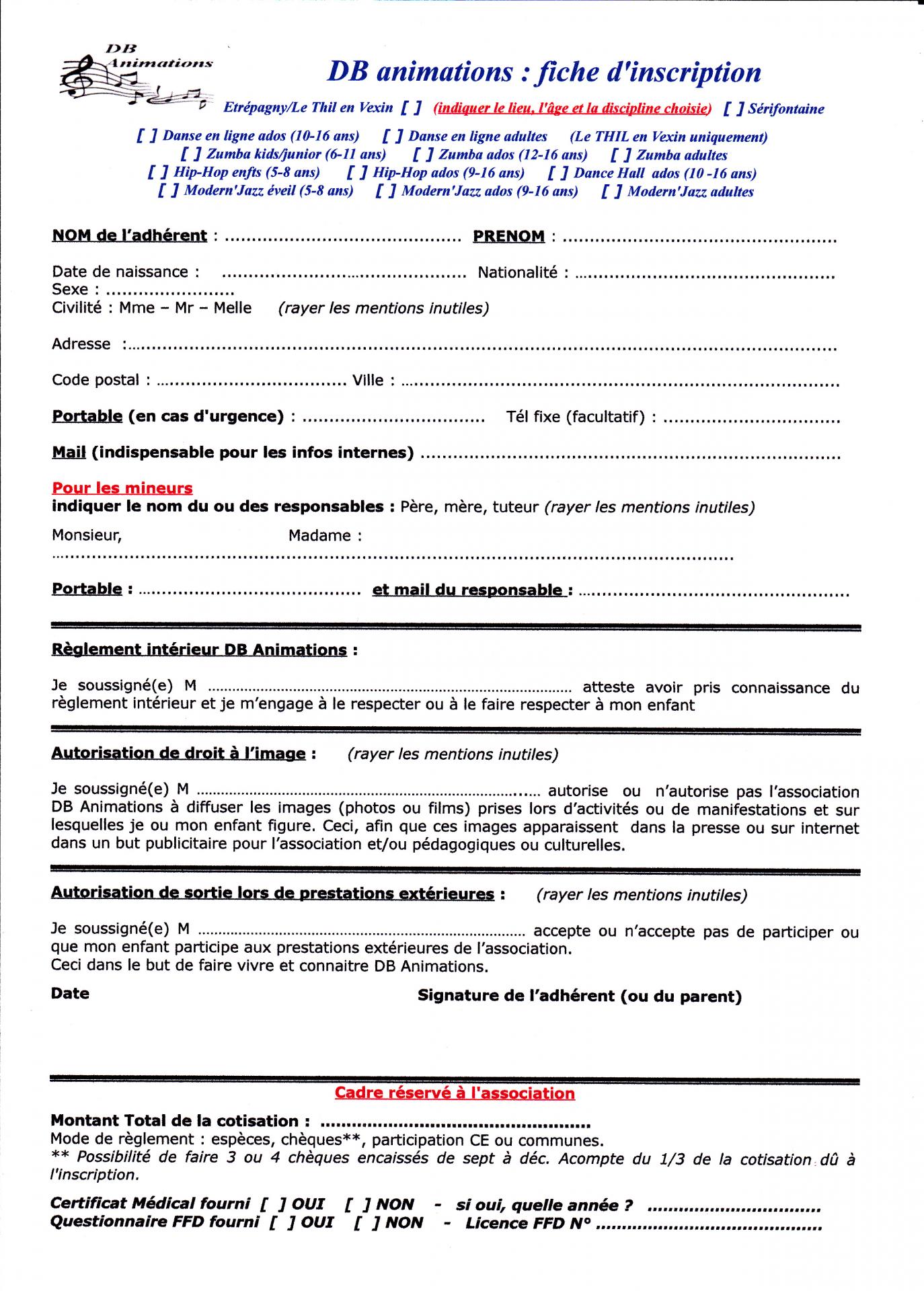 Db fiche inscription 2018 2019