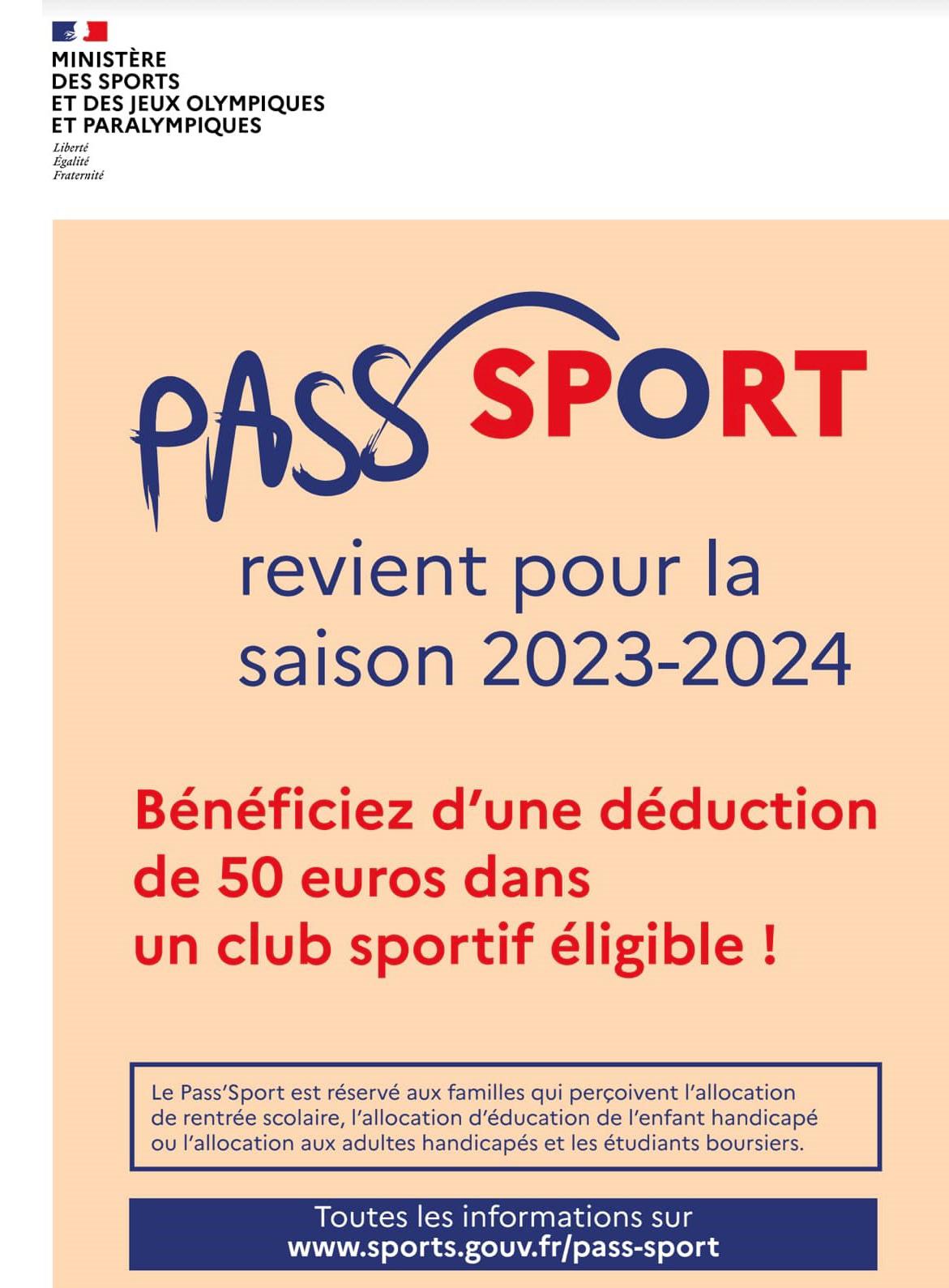 Pass sport affiche reconduction 2023 2024